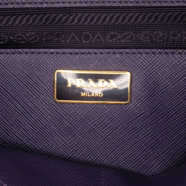 Pre-owned Prada Medium Saffiano Lux Galleria Double Zip Satchel Purple