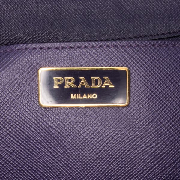 Pre-owned Prada Medium Saffiano Lux Galleria Double Zip Satchel Purple
