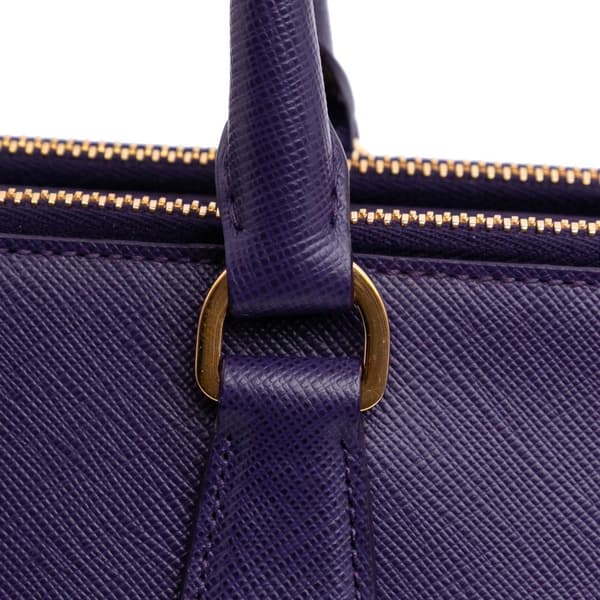 Pre-owned Prada Medium Saffiano Lux Galleria Double Zip Satchel Purple