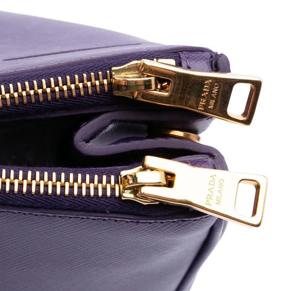 Pre-owned Prada Medium Saffiano Lux Galleria Double Zip Satchel Purple
