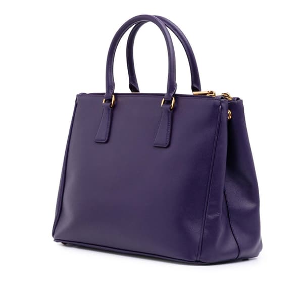 Pre-owned Prada Medium Saffiano Lux Galleria Double Zip Satchel Purple