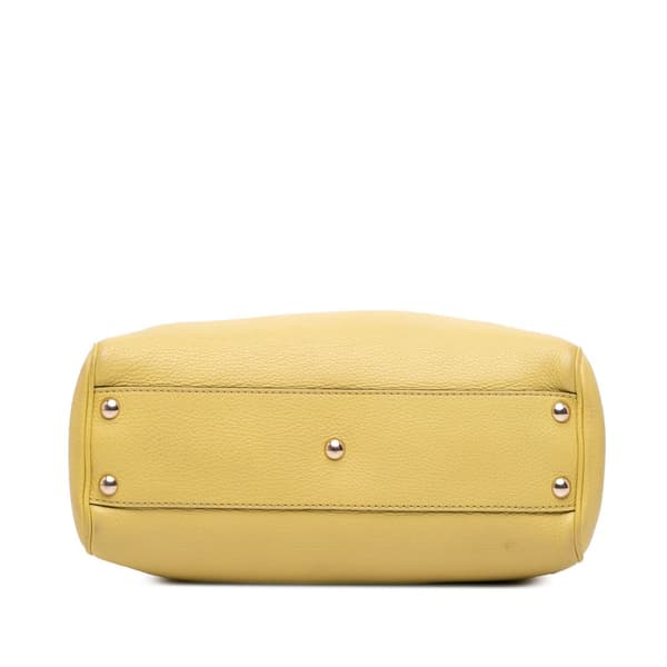Pre-owned Gucci Small Calfskin Bamboo Shopper Satchel Yellow