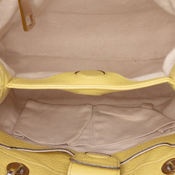 Pre-owned Gucci Small Calfskin Bamboo Shopper Satchel Yellow