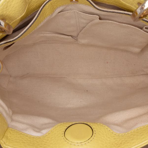 Pre-owned Gucci Small Calfskin Bamboo Shopper Satchel Yellow