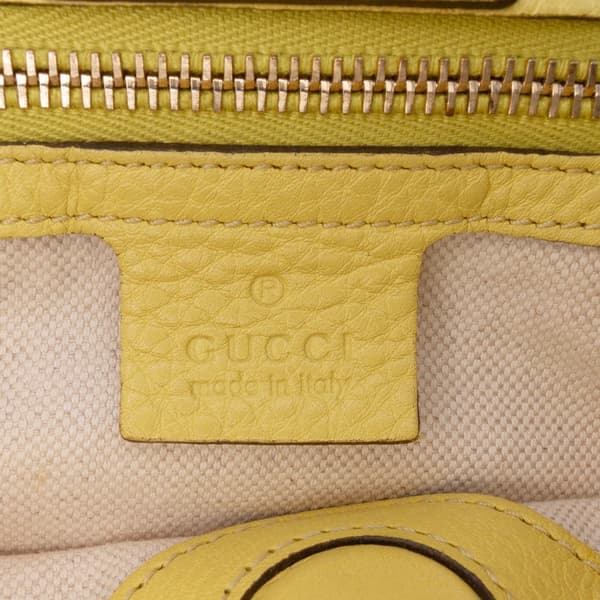 Pre-owned Gucci Small Calfskin Bamboo Shopper Satchel Yellow