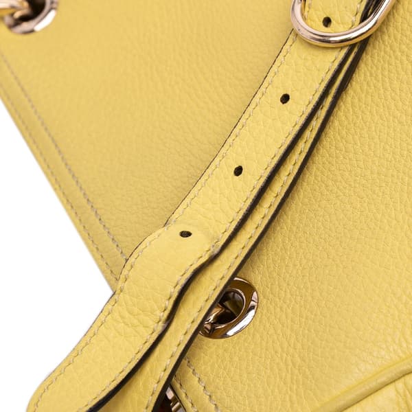 Pre-owned Gucci Small Calfskin Bamboo Shopper Satchel Yellow