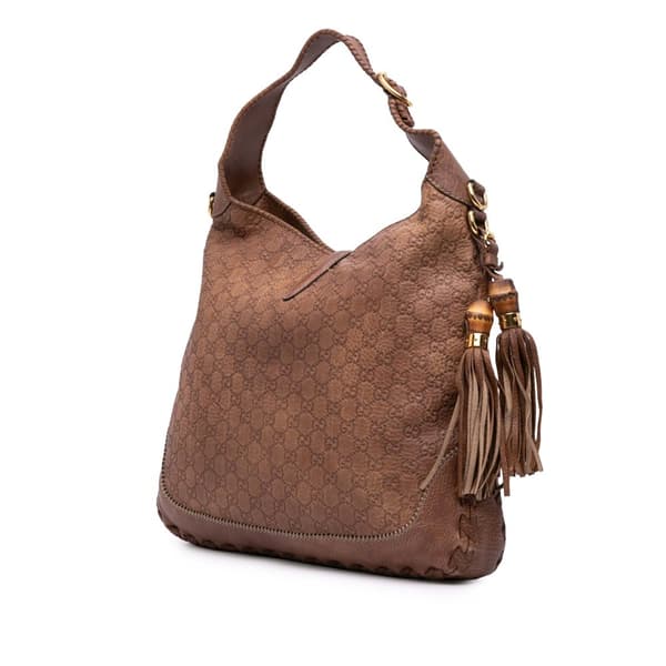 Pre-owned Gucci Large Guccissima New Jackie Satchel Brown