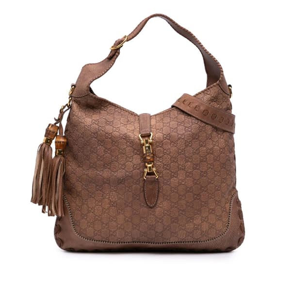 Pre-owned Gucci Large Guccissima New Jackie Satchel Brown