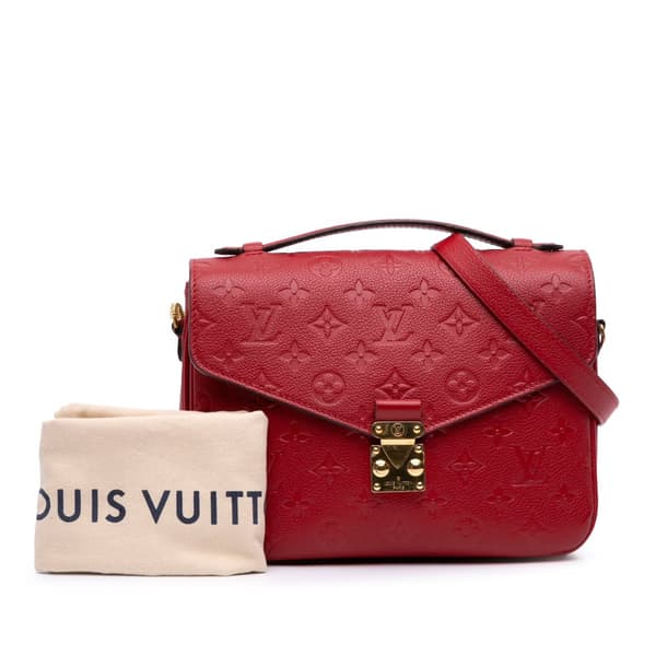 Pre-owned Louis Vuitton Monogram Empreinte Pochette Metis Red