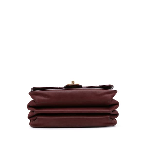 Pre-owned Chanel Small Aged Calfskin Straight Lined Flap Red