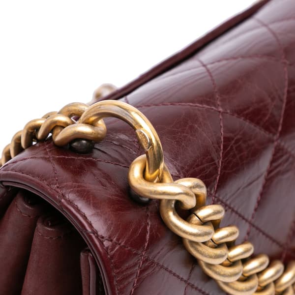 Pre-owned Chanel Small Aged Calfskin Straight Lined Flap Red
