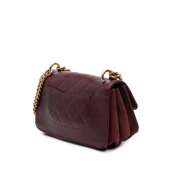 Pre-owned Chanel Small Aged Calfskin Straight Lined Flap Red