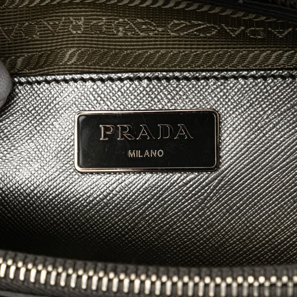 Pre-owned Prada Medium Saffiano Lux Open Promenade Satchel Silver