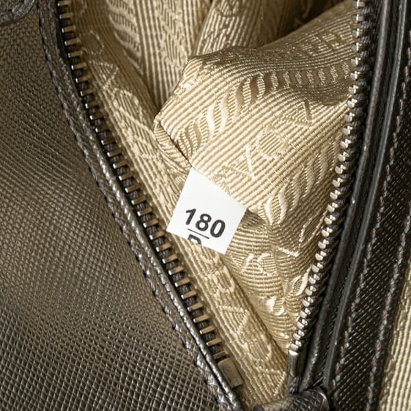 Pre-owned Prada Medium Saffiano Lux Open Promenade Satchel Silver