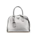 Miniatyrbilde 1 av 10: Pre-owned Prada Medium Saffiano Lux Open Promenade Satchel Silver