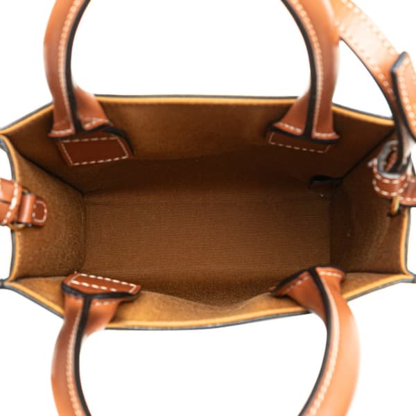 Pre-owned Celine Mini Triomphe Coated Canvas Vertical Cabas Satchel Brown