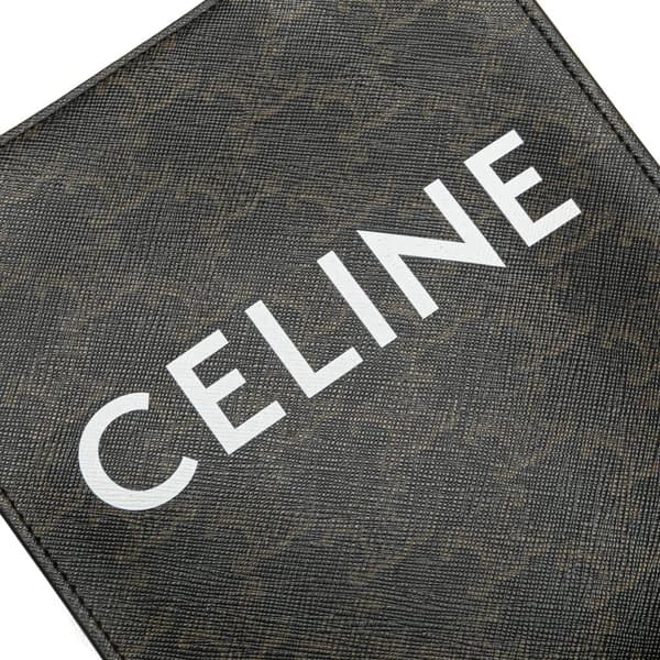 Pre-owned Celine Mini Triomphe Coated Canvas Vertical Cabas Satchel Brown