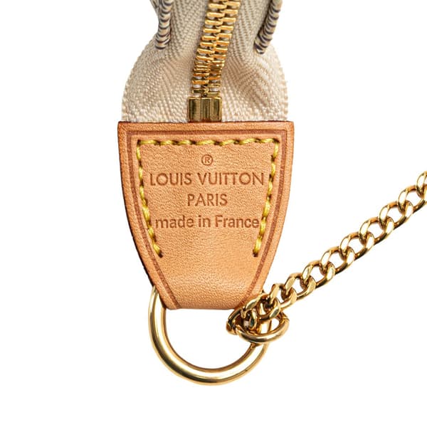 Pre-owned Louis Vuitton Damier Azur Mini Pochette Accessoires White