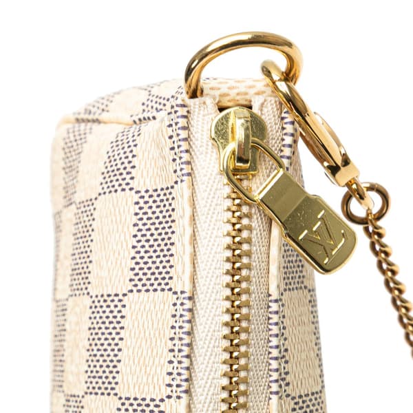 Pre-owned Louis Vuitton Damier Azur Mini Pochette Accessoires White
