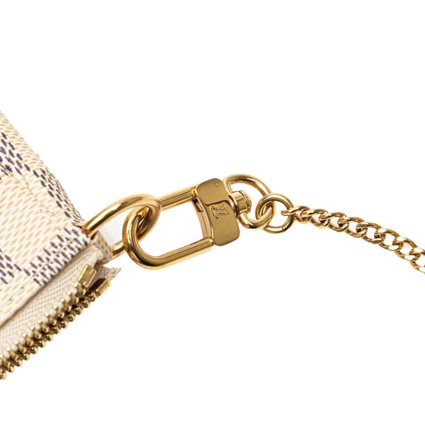Pre-owned Louis Vuitton Damier Azur Mini Pochette Accessoires White