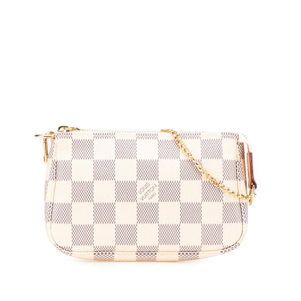 Pre-owned Louis Vuitton Damier Azur Mini Pochette Accessoires White