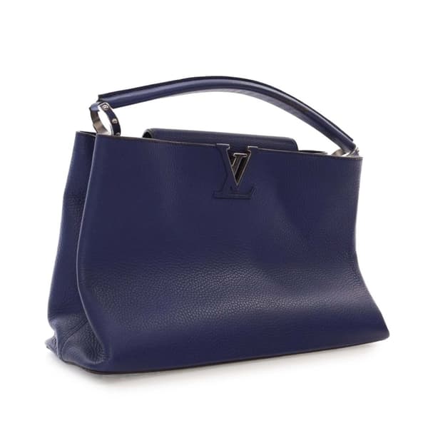 Pre-owned Louis Vuitton Taurillon Capucines MM Blue