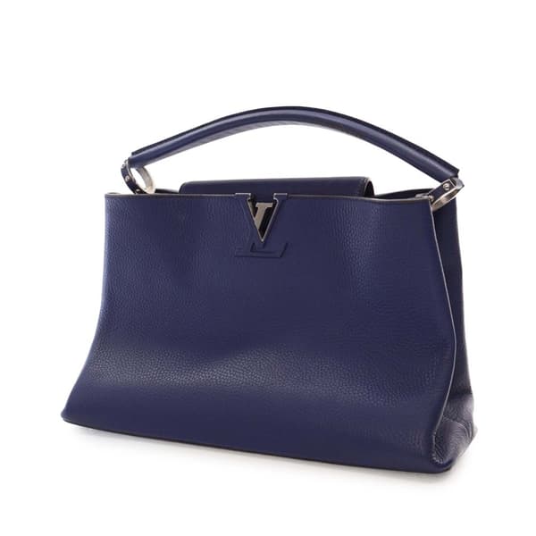 Pre-owned Louis Vuitton Taurillon Capucines MM Blue