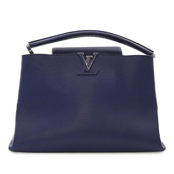 Pre-owned Louis Vuitton Taurillon Capucines MM Blue