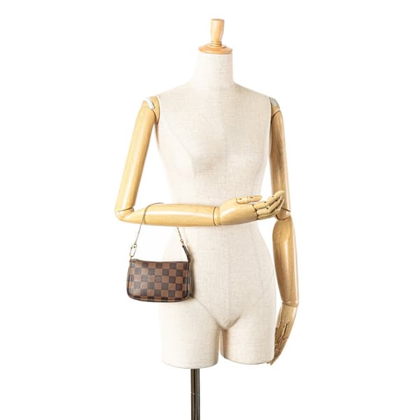 Pre-owned Louis Vuitton Damier Ebene Mini Pochette Accessoires Brown