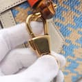Miniatyrbilde 6 av 7: Pre-owned Gucci Mini Raffia Houndstooth Bamboo Diana Satchel Blue