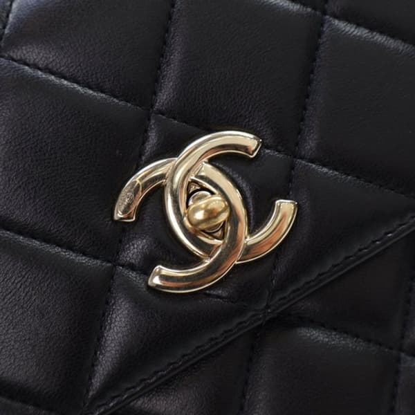 Pre-owned Chanel Medium Lambskin Trendy CC Top Handle Bag Black