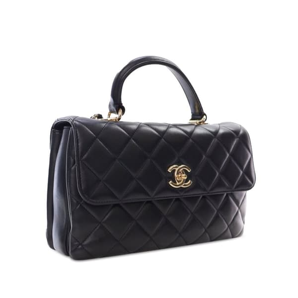 Pre-owned Chanel Medium Lambskin Trendy CC Top Handle Bag Black