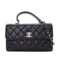 Miniatyrbild 1 av 10: Pre-owned Chanel Medium Lambskin Trendy CC Top Handle Bag Black