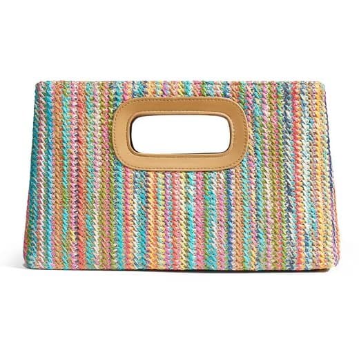 Lollanda Strandväska i Strå för Damer /Väska till Strand - Boho Handtasche med Kedjerem - Väska till Stra