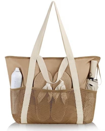 Lollanda Vandtæt Strandtaske / Ekstra stor Strandtaske til kvinder - Rejsetaske med lynlås, Picnictaske - Stra Bag