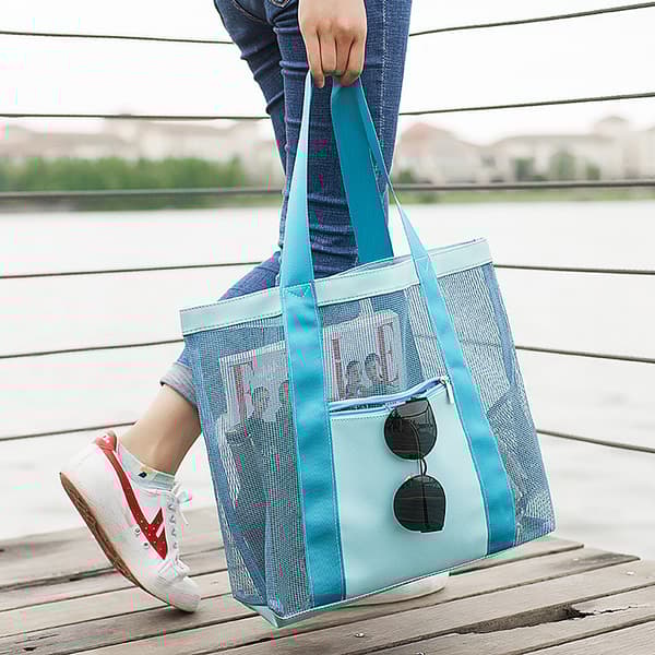 Lollanda Nät Strandväska för Damer, Picknickväska, 33×11×32 cm - Vattentät och Fällbar Väska för Familjen