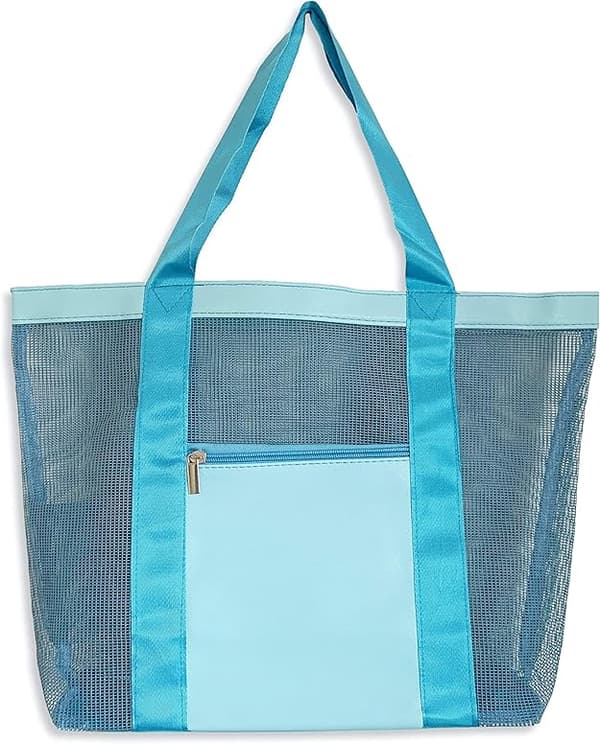 Lollanda Nät Strandväska för Damer, Picknickväska, 33×11×32 cm - Vattentät och Fällbar Väska för Familjen Blå