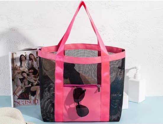 Lollanda Nät Strandväska för Damer, Picknickväska, 33×11×32 cm - Vattentät och Fällbar Väska för Familjen