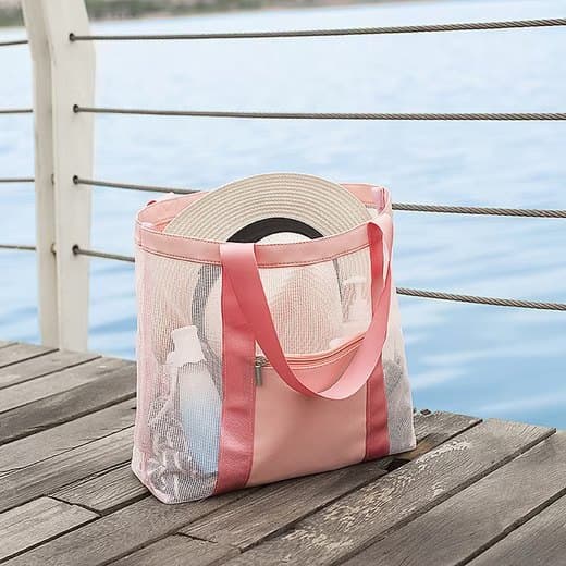 Lollanda Nät Strandväska för Damer, Picknickväska, 33×11×32 cm - Vattentät och Fällbar Väska för Familjen