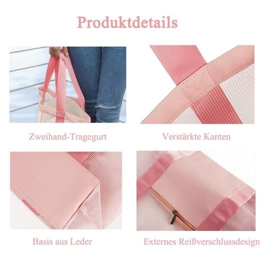 Lollanda Nät Strandväska för Damer, Picknickväska, 33×11×32 cm - Vattentät och Fällbar Väska för Familjen