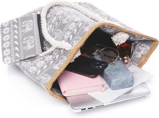 Lollanda XXL Strandväska för Damer 45×33×14 cm, Picknickväska, - Fällbar Väska med Dragkedja och Extra Fickor