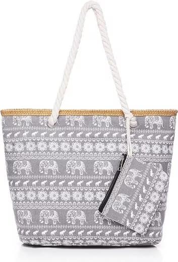 Lollanda XXL Strandväska för Damer 45×33×14 cm, Picknickväska, - Fällbar Väska med Dragkedja och Extra Fickor