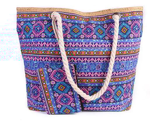 Lollanda XXL Strandväska för Damer 45×33×14 cm, Picknickväska, - Fällbar Väska med Dragkedja och Extra Fickor SZ6