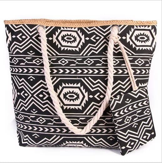 Lollanda XXL Strandväska för Damer 45×33×14 cm, Picknickväska, - Fällbar Väska med Dragkedja och Extra Fickor