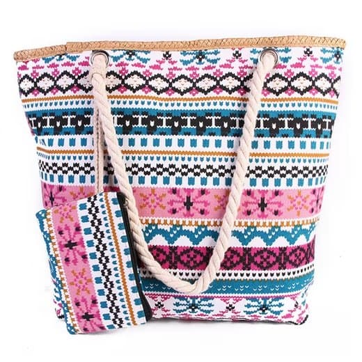 Lollanda XXL Strandväska för Damer 45×33×14 cm, Picknickväska, - Fällbar Väska med Dragkedja och Extra Fickor