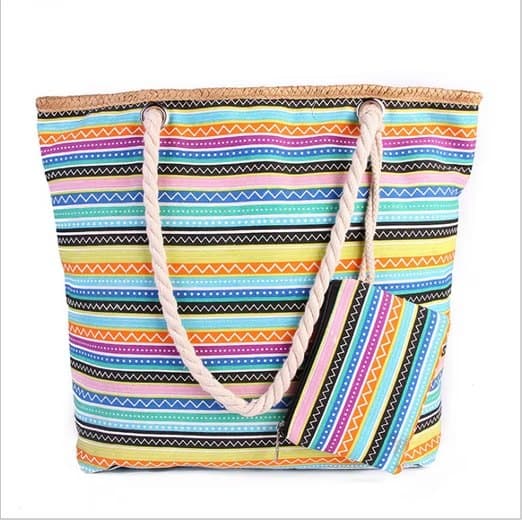 Lollanda XXL Strandväska för Damer 45×33×14 cm, Picknickväska, - Fällbar Väska med Dragkedja och Extra Fickor