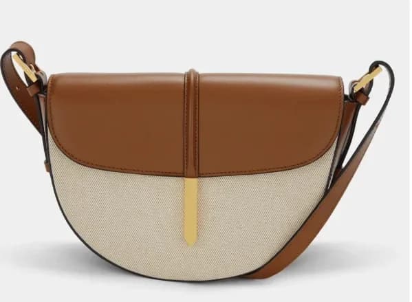 Designer Crossbody Taske, Skallformet, Casual Stil, Lille Størrelse,36 7.5 17, Brun og hvid