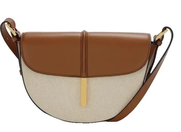 Designer Crossbody Taske, Skallformet, Casual Stil, Lille Størrelse,36 7.5 17, Brun og hvid