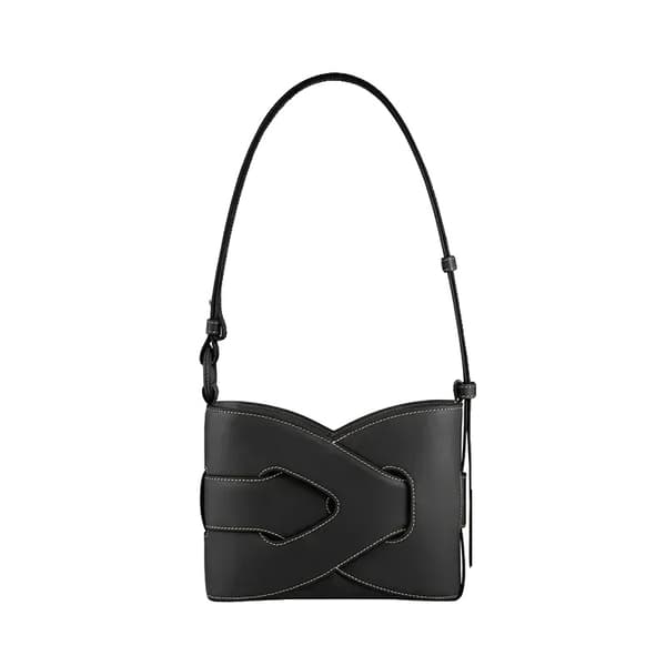 Crossbody Taske, Hobo Form, Ægte Læder, Lynlås Lukning,sort