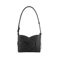 Miniatyrbillede 1 af 2: Crossbody Taske, Hobo Form, Ægte Læder, Lynlås Lukning,sort
